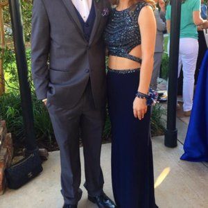 Navy Beaded Formal or Prom Dress Size 0